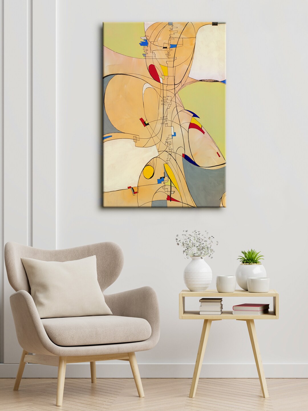 

999Store Brown & Yellow Abstract Wall Canvas Painting