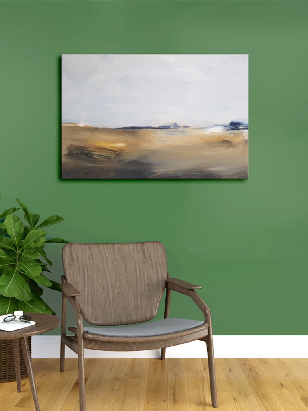 

999Store Grey & Brown Abstract Canvas Painting Framed Wall Art
