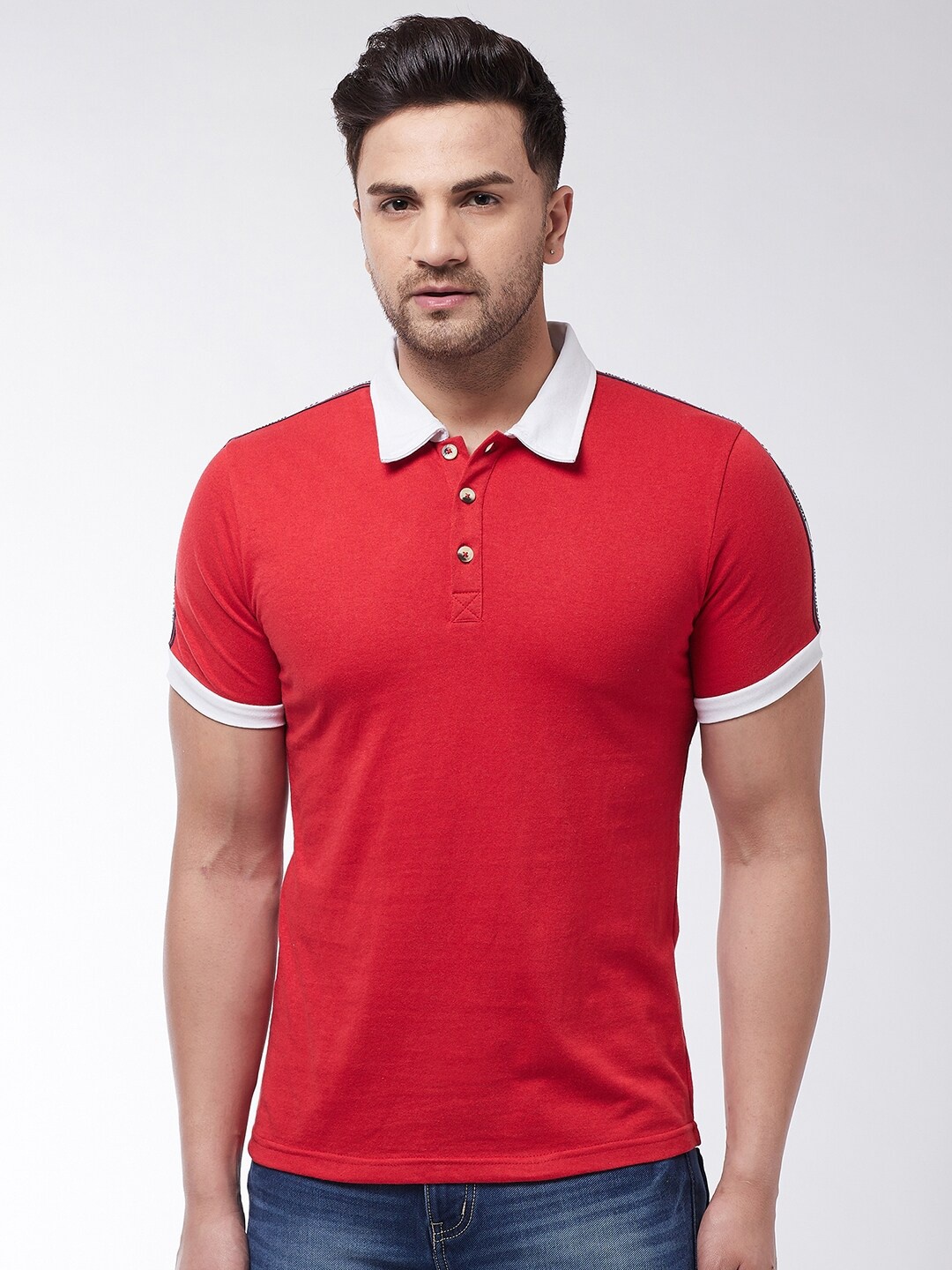 

GRITSTONES Men Red Polo Collar T-shirt