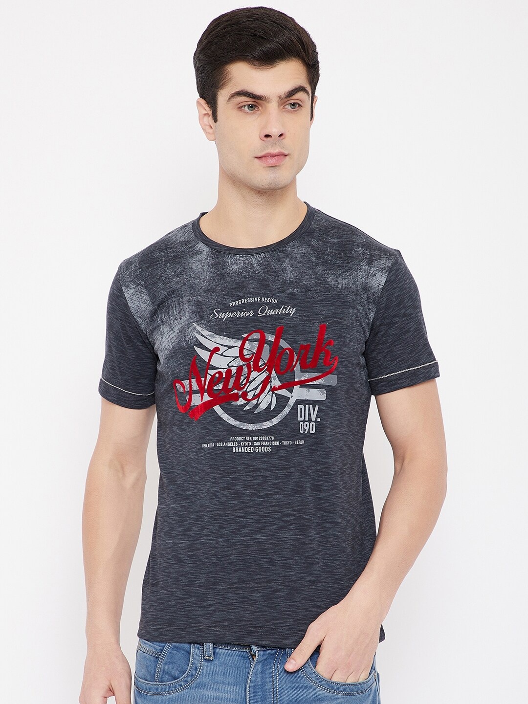 

Duke Men Charcoal Printed T-shirt