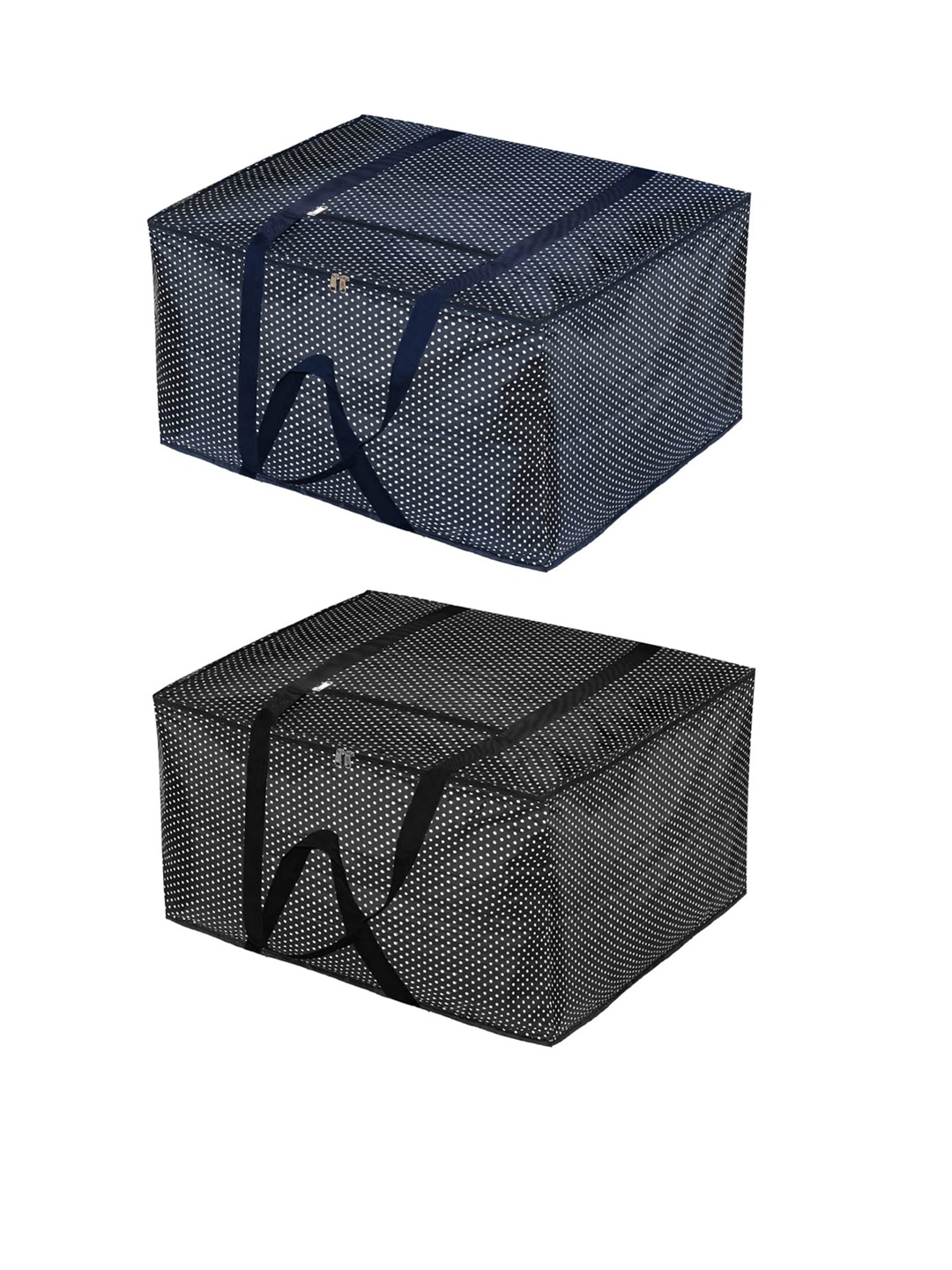 

Kuber Industries Set of 2 Printed Large Size Foldable Underbed Storage Bag, Navy blue