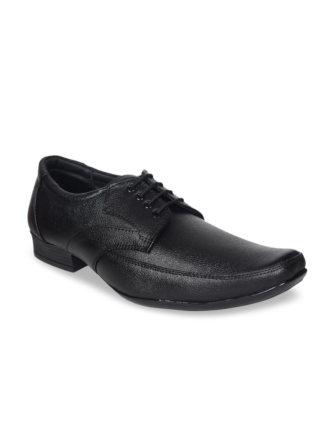 

Ajanta Men Black Textured Formal Derbys