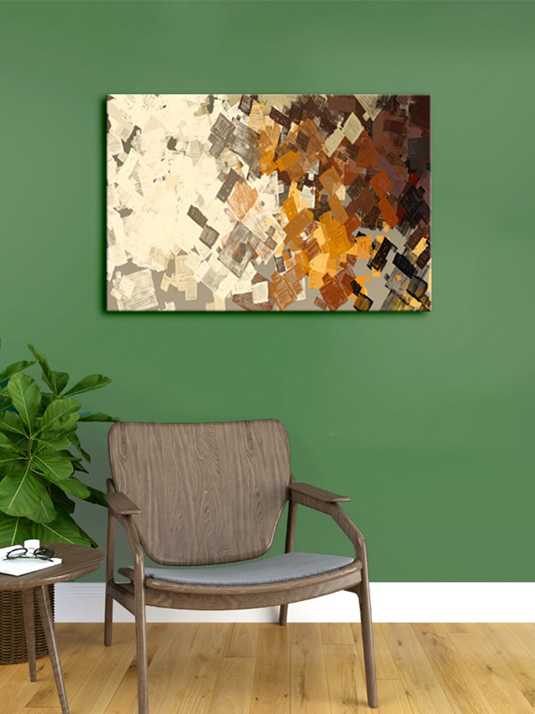

999Store Brown & Beige Abstract Canvas Framed Wall Art