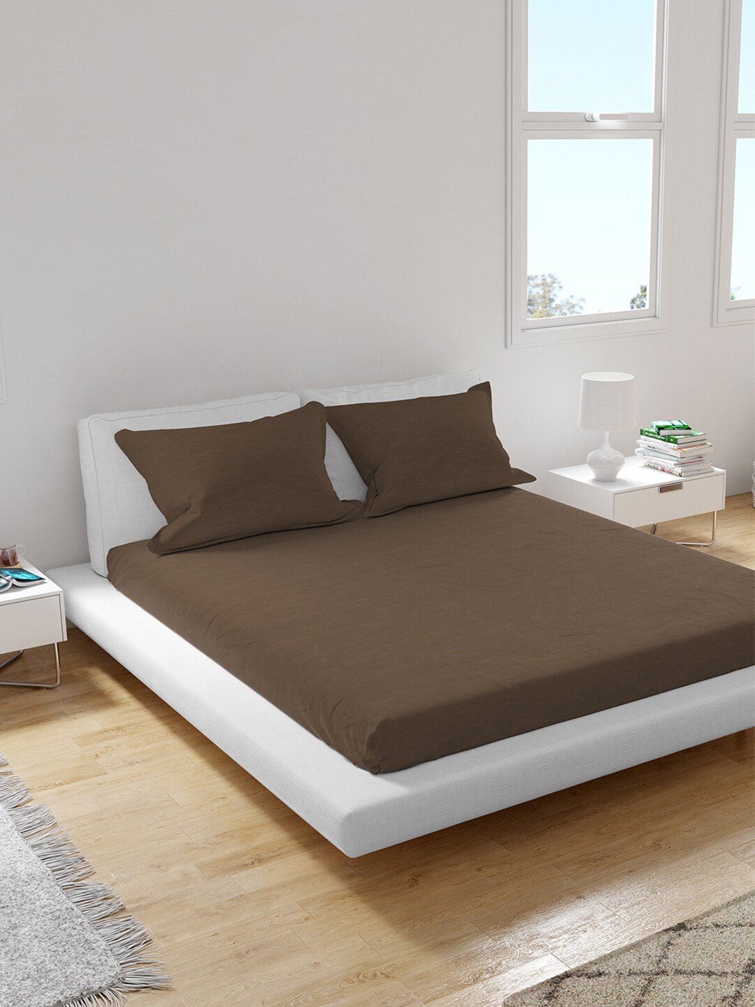

Himeya Olive 200 TC King Sustainable Bedsheet with 2 Pillow Covers