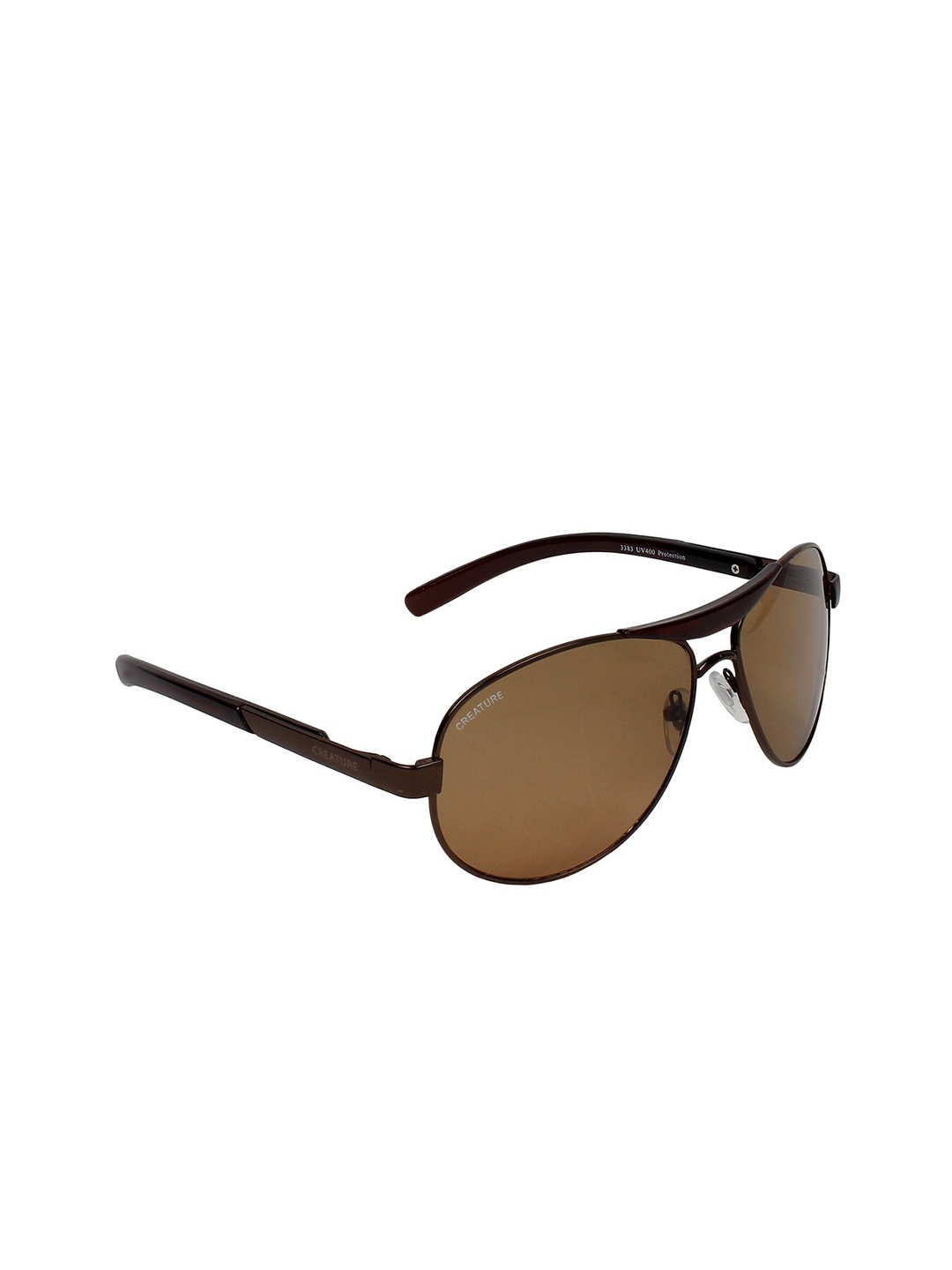 Creature Unisex Brown Lens & Brown Aviator Sunglasses with UV Protected Lens SUN-037