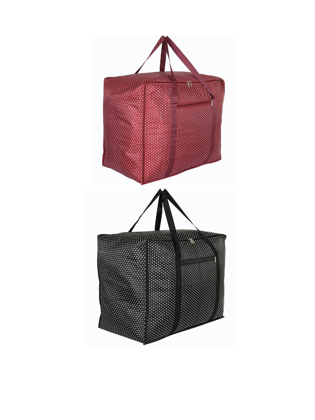 

Kuber Industries Set Of 2 Dot Printed Large Size Foldable Organisers, Black