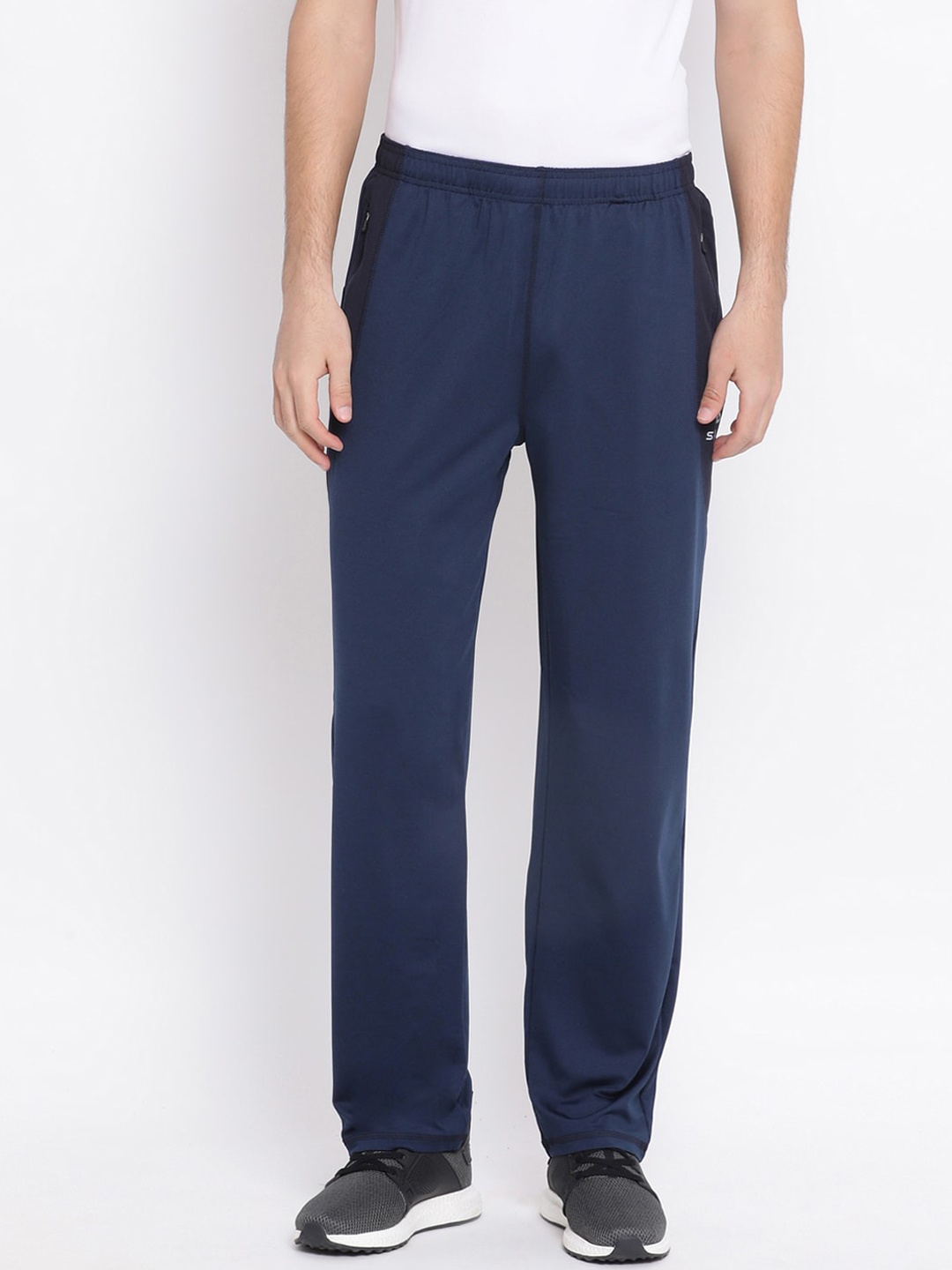 

Spolei Men Navy Blue Solid Slim-Fit Cotton Track Pants