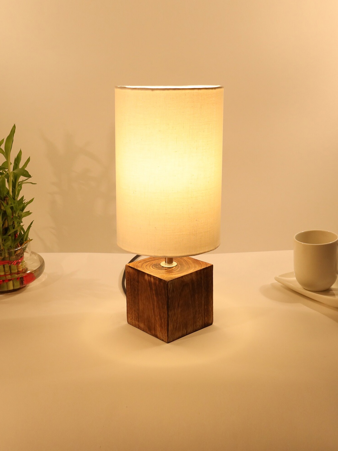 

Homesake White Contemporary Handcrafted Column Smart Table Lamp with Shade