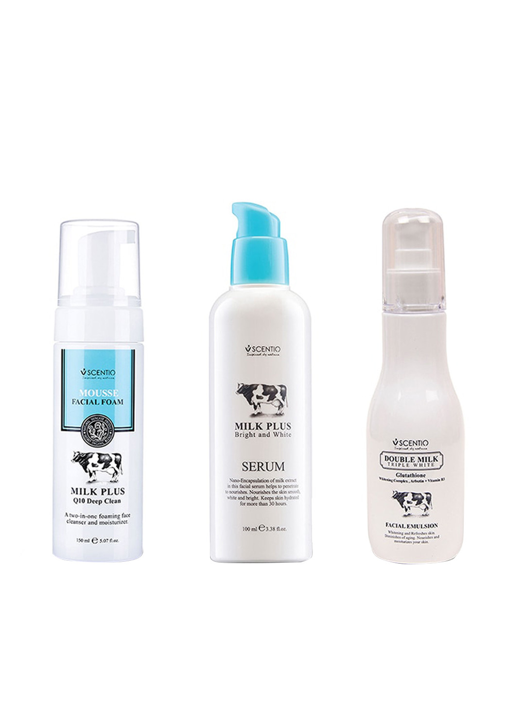 

BEAUTY BUFFET Set of 3 SCENTIO Whitening Milk Plus Cleansing Toning Moisturizing CTM Kit, White