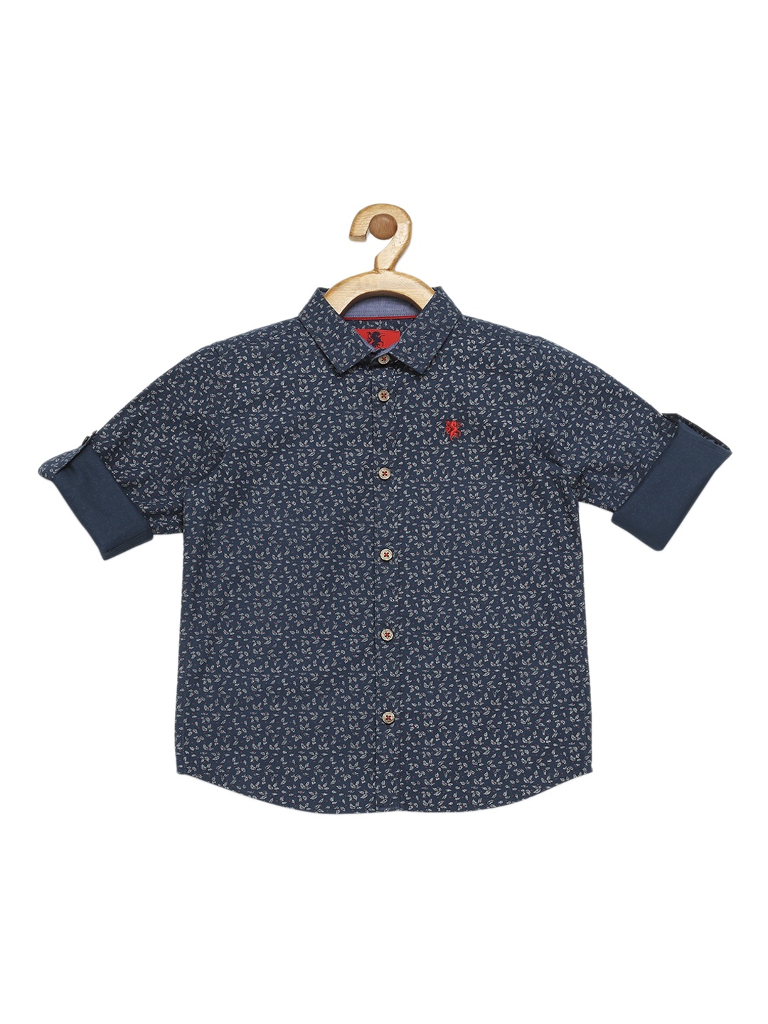 

URBAN SCOTTISH Boys Navy Blue Printed Casual Shirt
