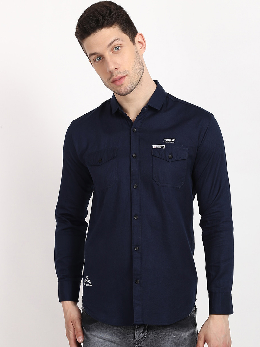 

V2 Value & Variety Men Navy Blue Casual Shirt
