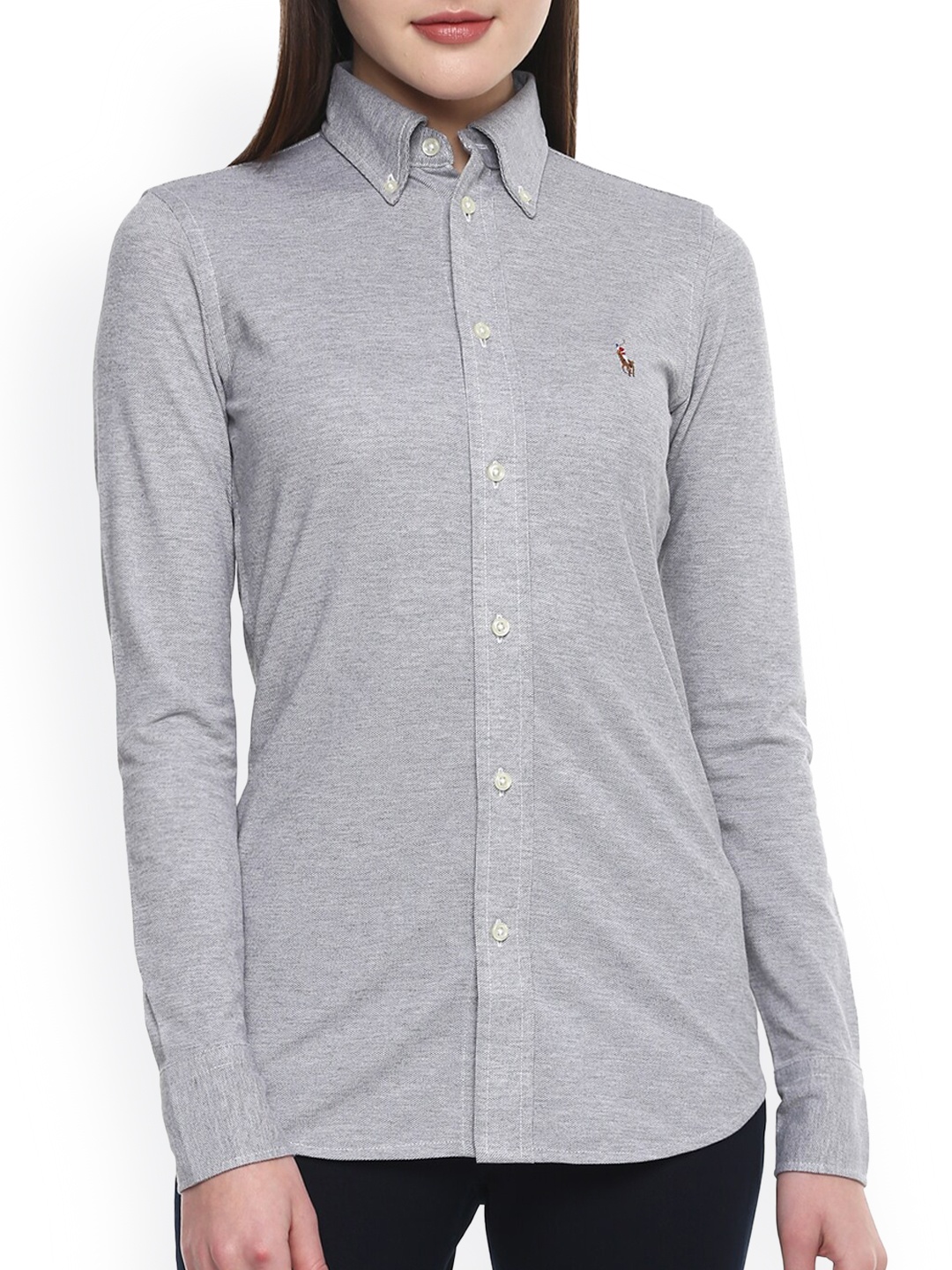 

Polo Ralph Lauren Women Grey Cotton Casual Shirt