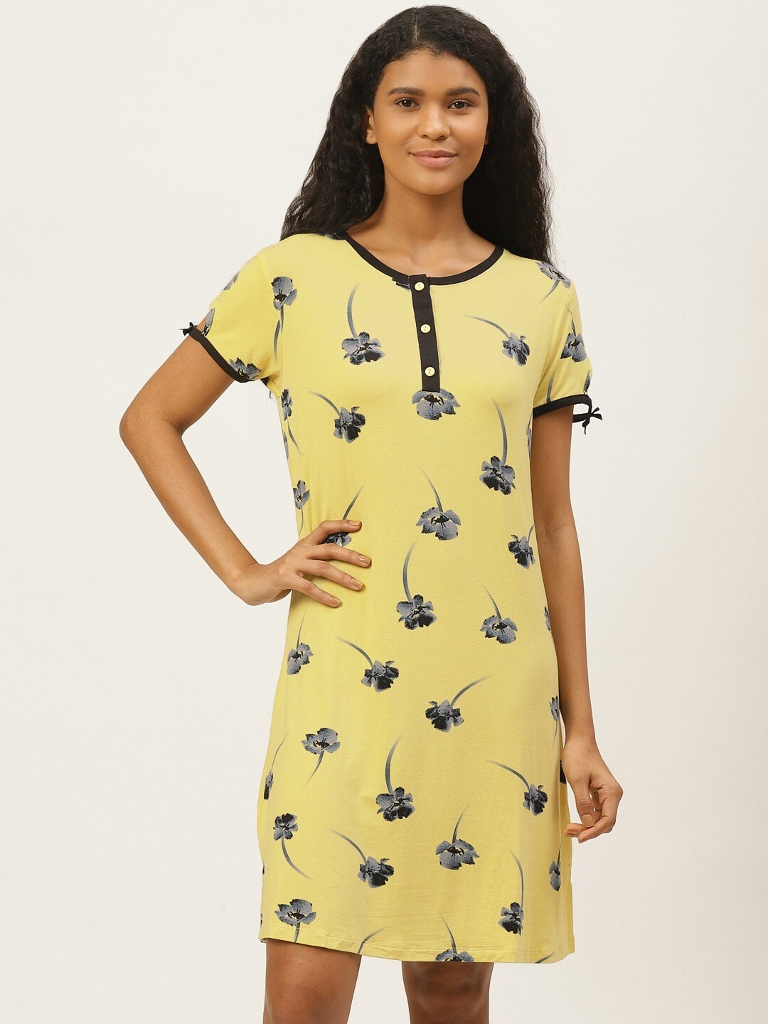 

Sweet Dreams Yellow Printed Nightdress