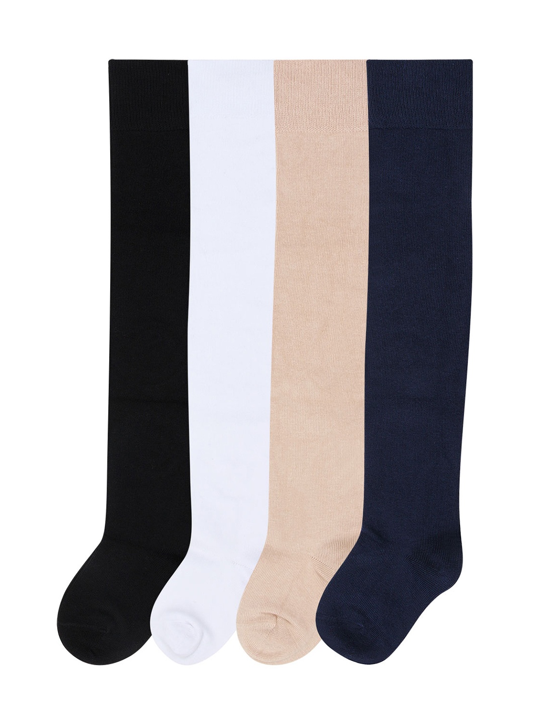 

Bonjour Girls Pack Of 4 Assorted Solid Knee Length Socks