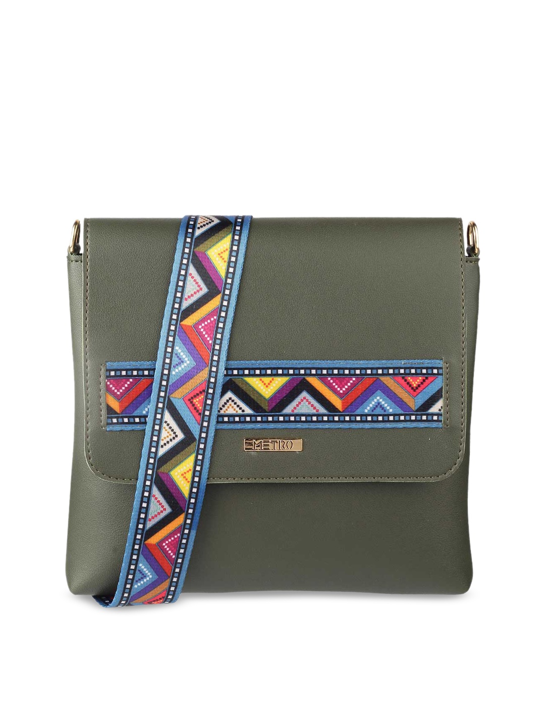 

Metro Green Geometric PU Swagger Sling Bag