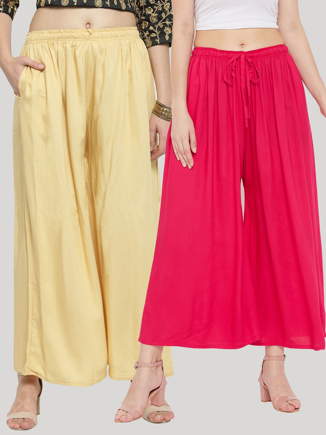 

Clora Creation Women Pack Of 2 Beige & Magenta Ethnic Shararas