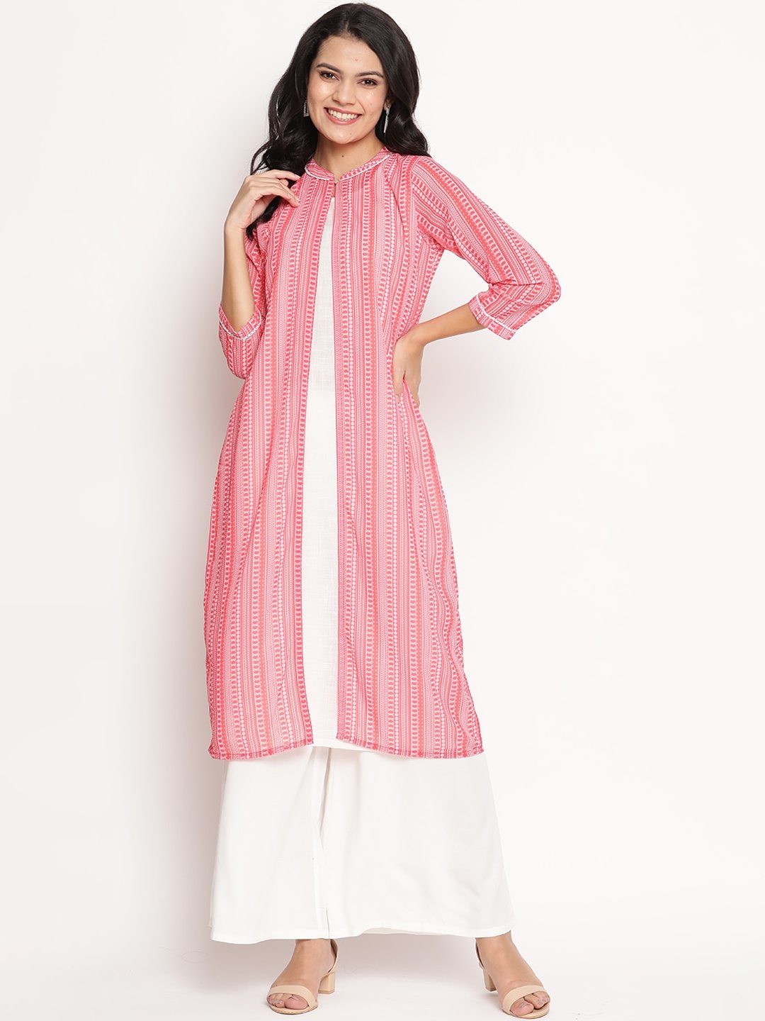 

Be Indi Women Coral Striped Kurta