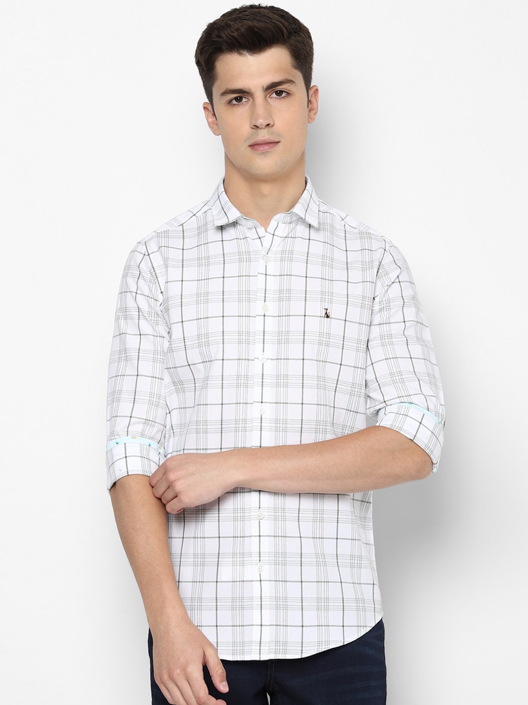 

SIMON CARTER LONDON Men White Checked Cotton Casual Shirt