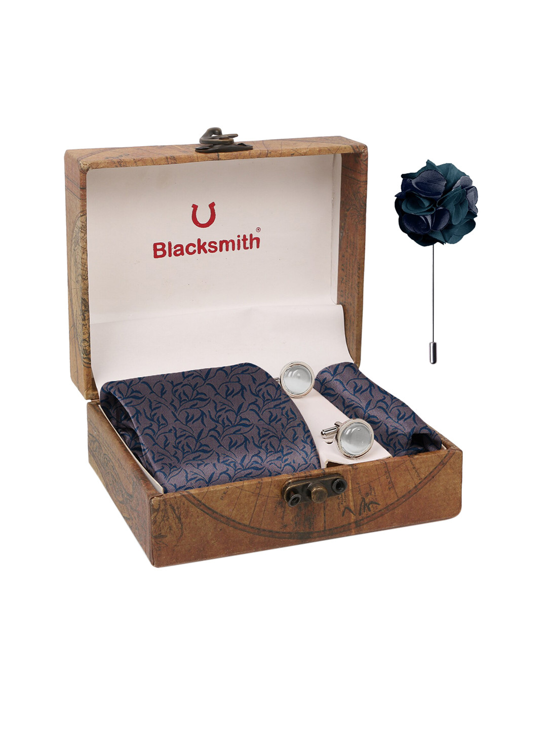 

Blacksmith Men Beige & Navy Blue Accessory Gift Set