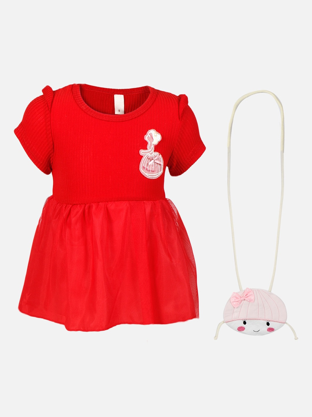 

PASSION PETALS Girls Red Applique Net Dress