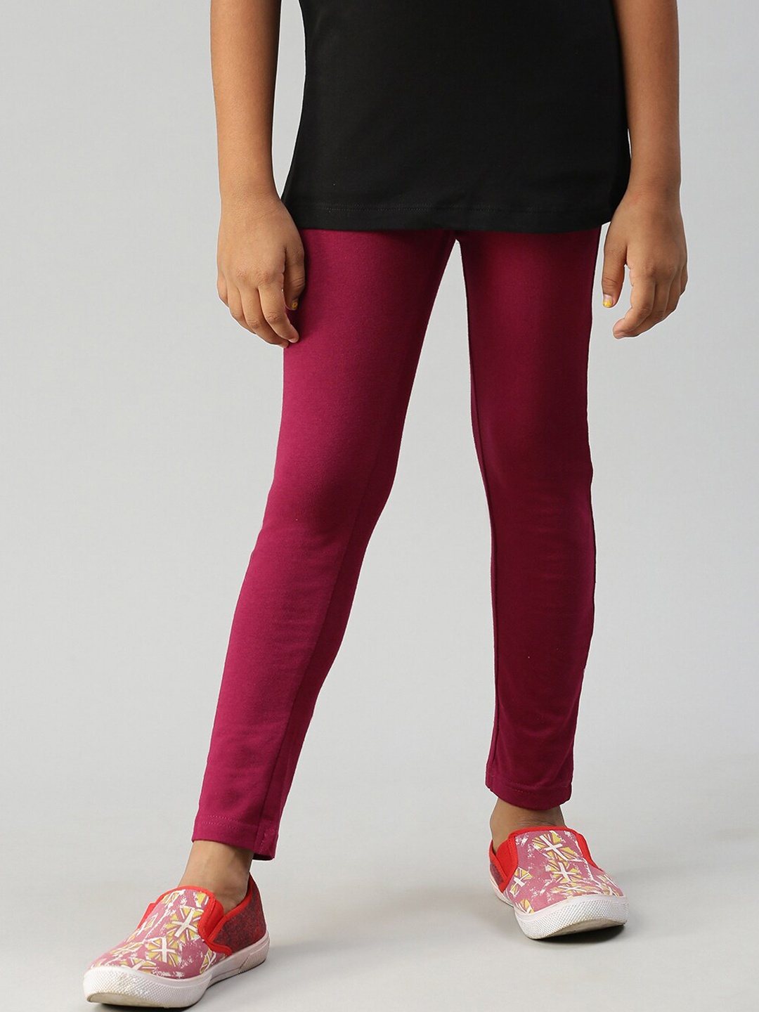 

Kryptic Girls Maroon Solid Ankle Length Leggings