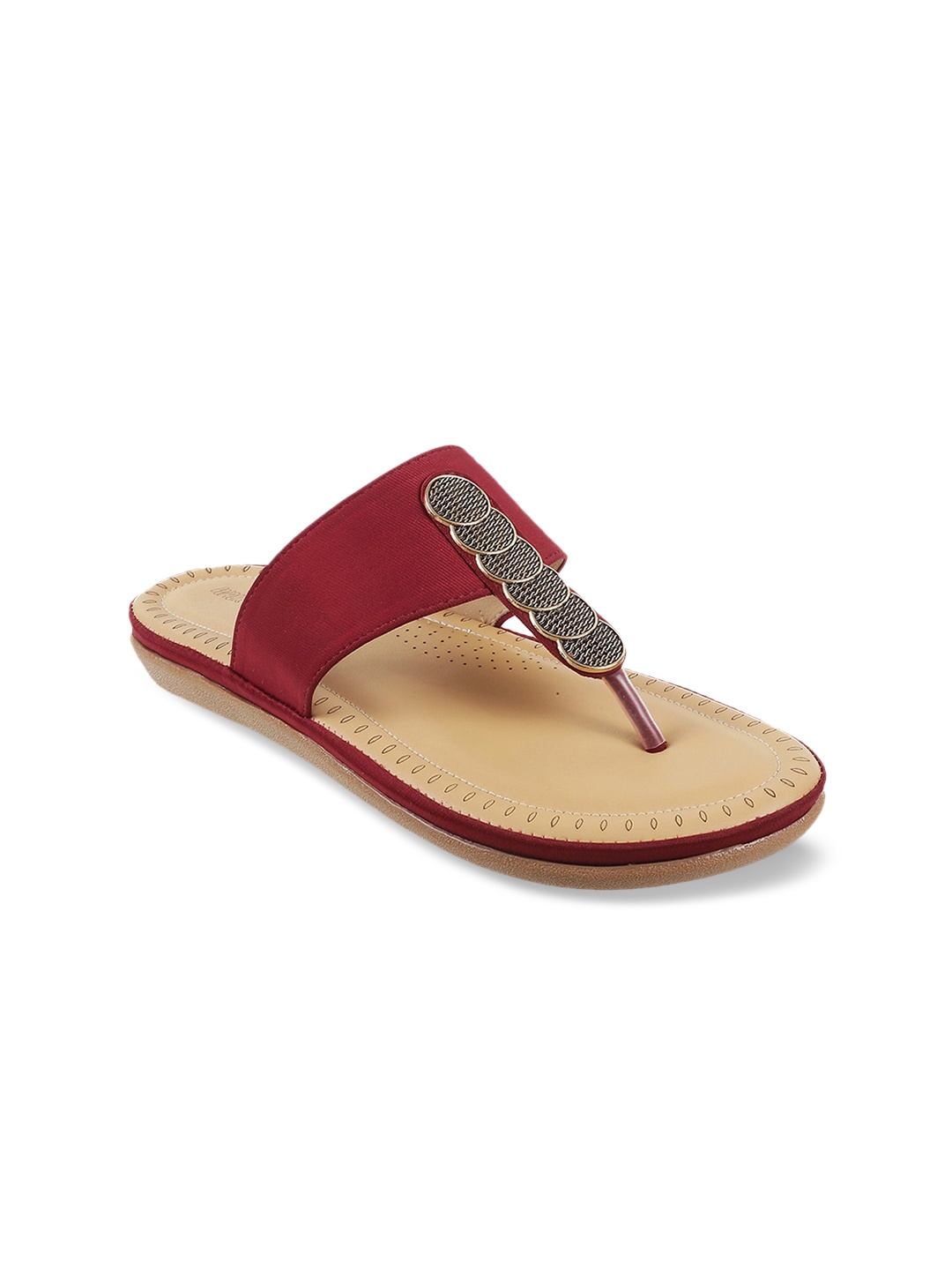 

WALKWAY by Metro Women Maroon T-Strap Flats