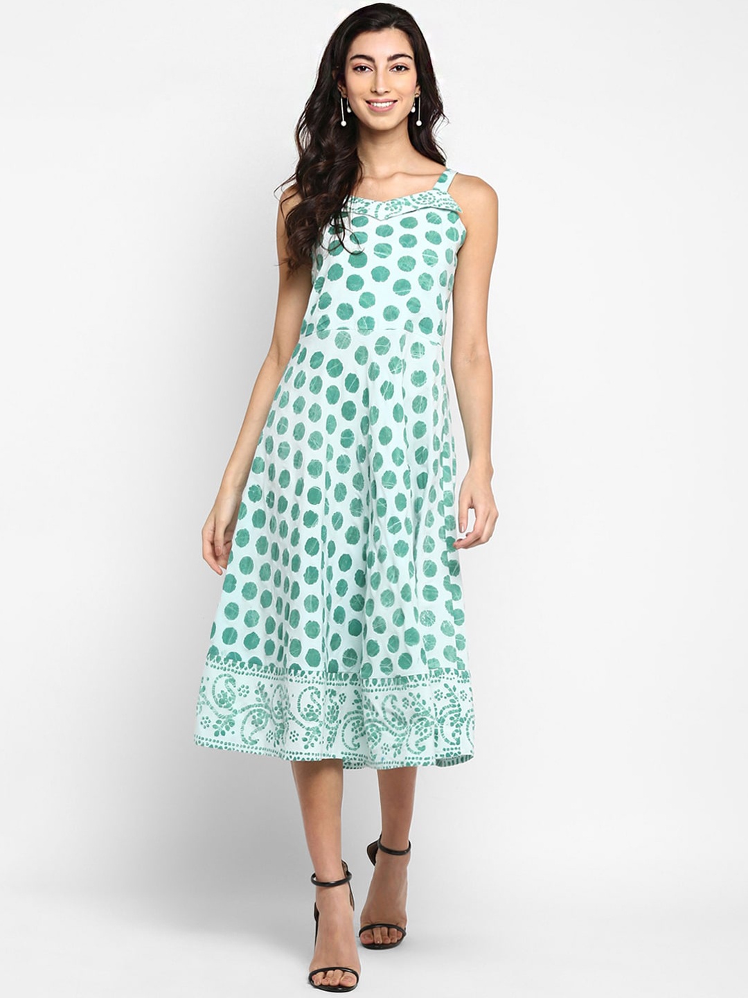 

DEEBACO Green A-Line Midi Dress