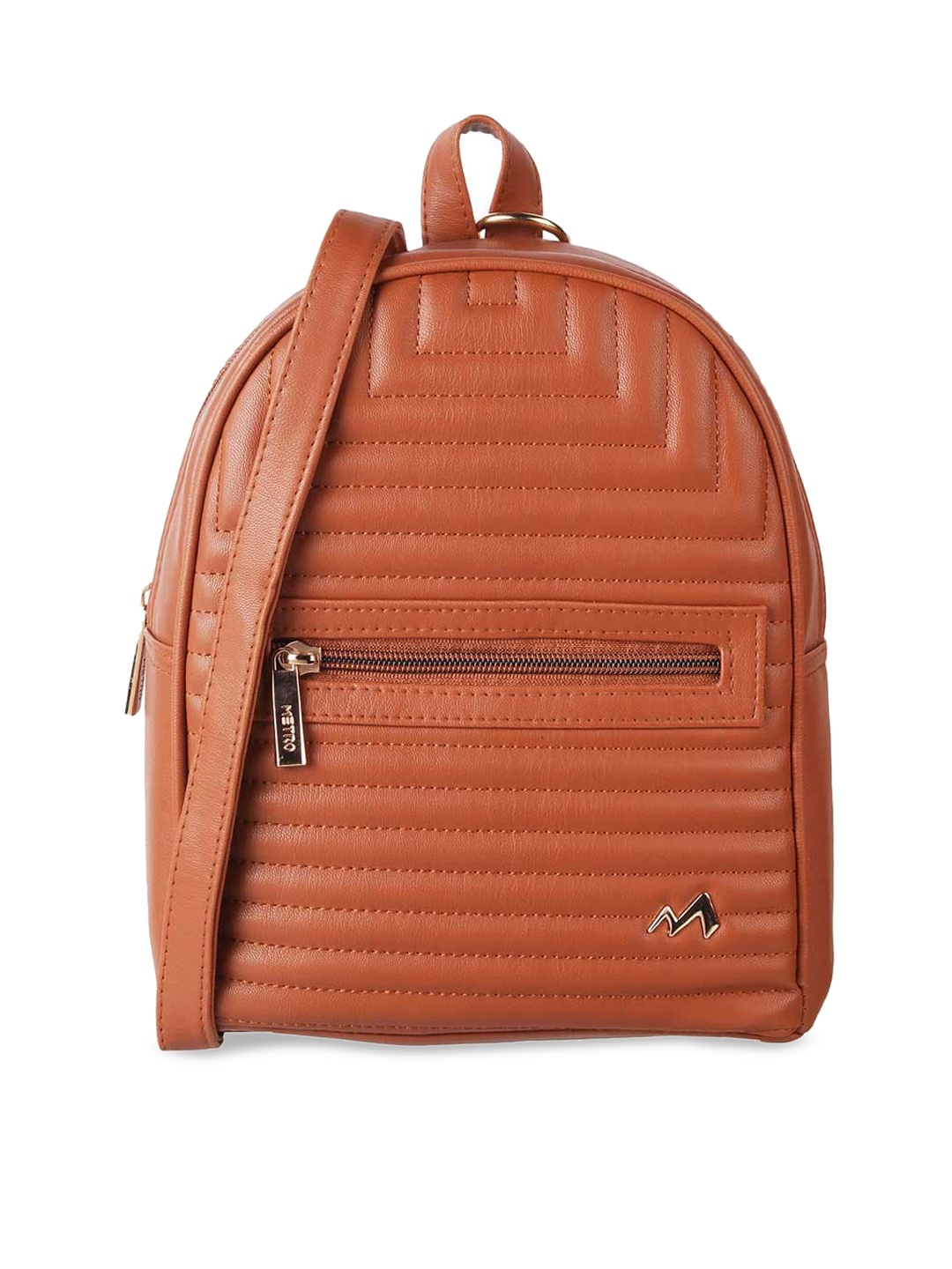 

Metro Women Tan Textured PU Swagger Shoulder Bag