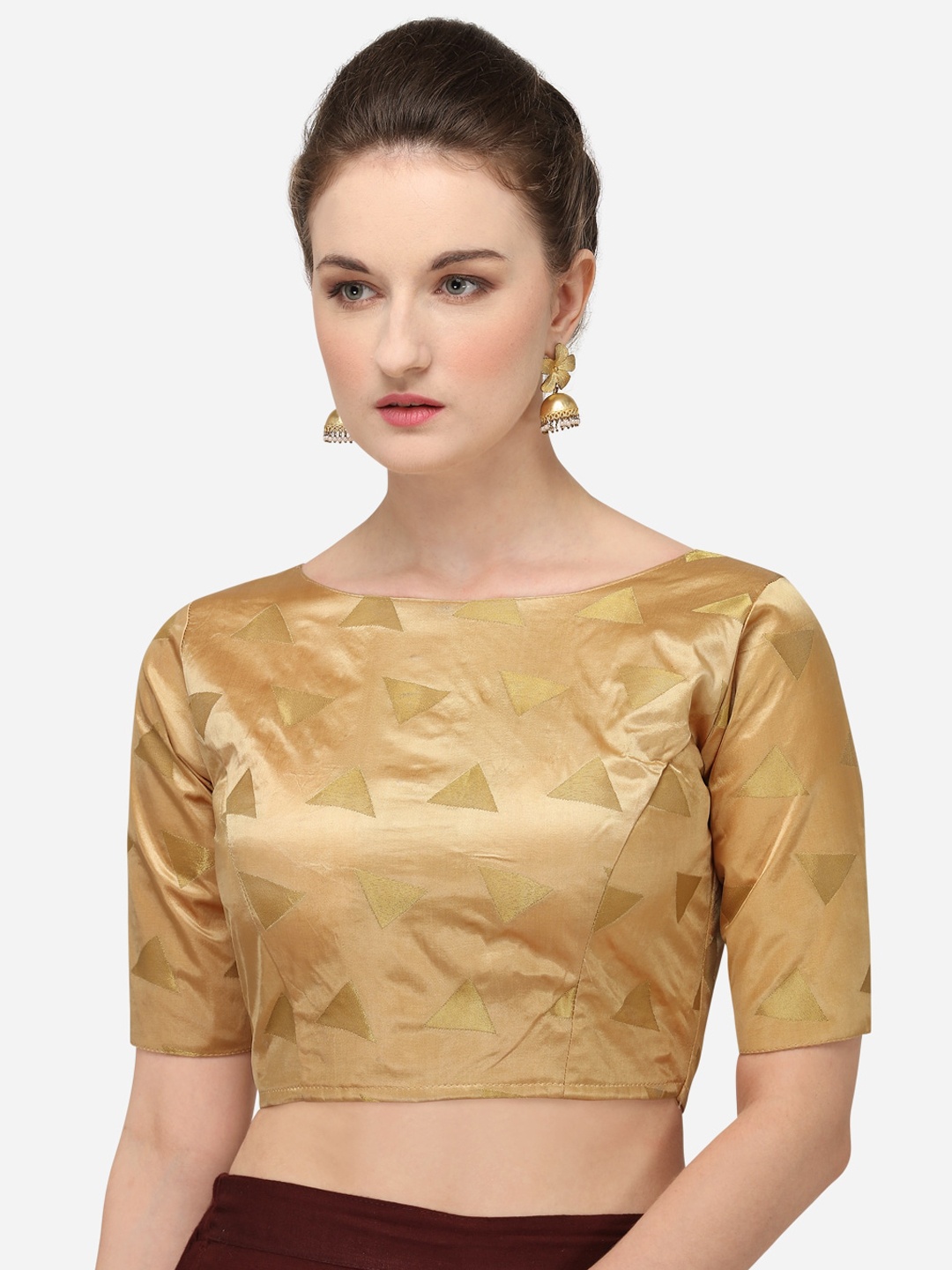 

Fab Dadu Women Beige Printed Phantom Silk Saree Blouse