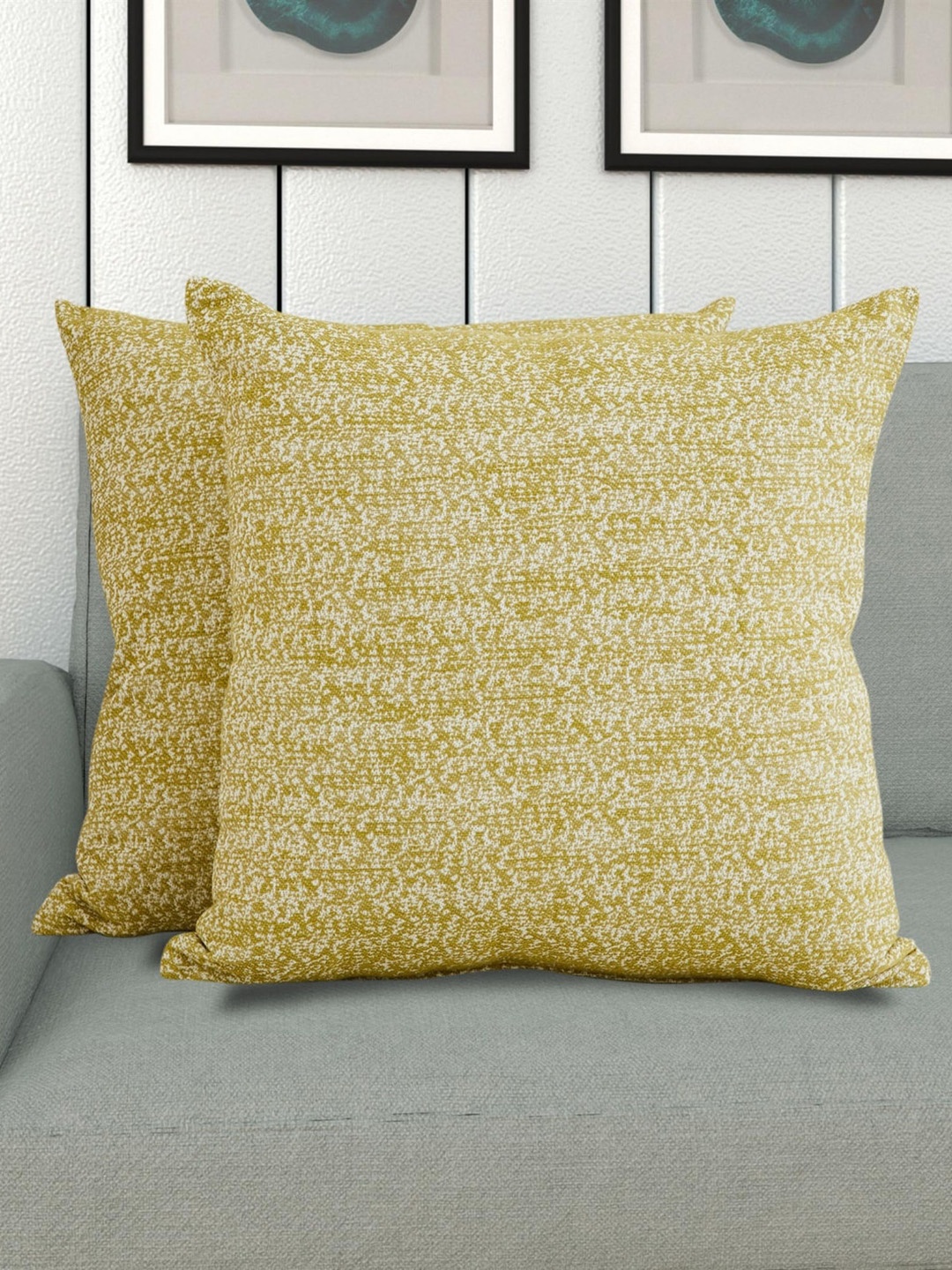 

Home Centre Set Of 2 Green & White Ebony Yarn-Dyed Filled Cushions