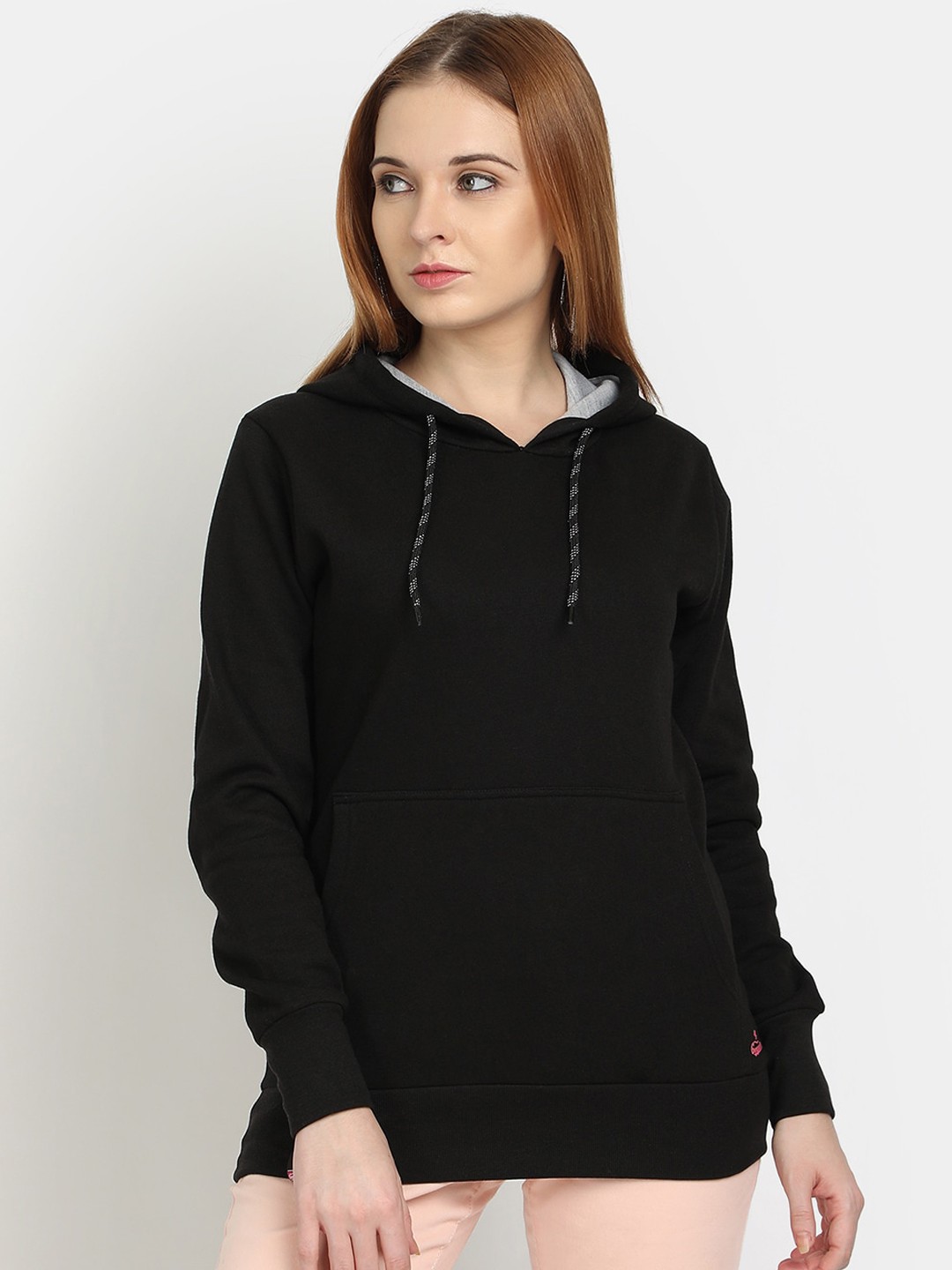 

PICOT Women Black Hooded Sweatshirt