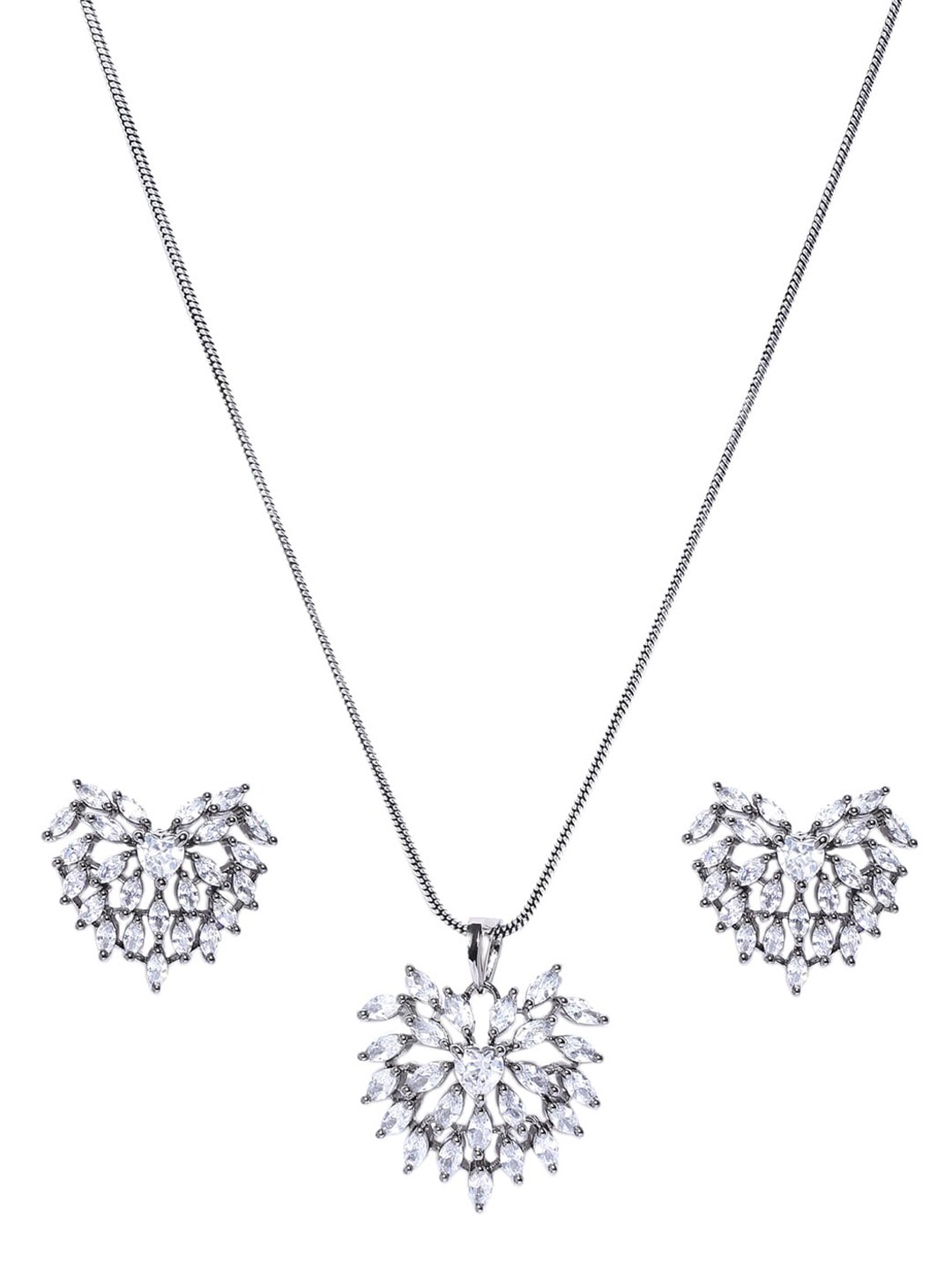 

PANASH Silver-Plated & White Gunmetal-Toned AD-Studded Jewellery Set