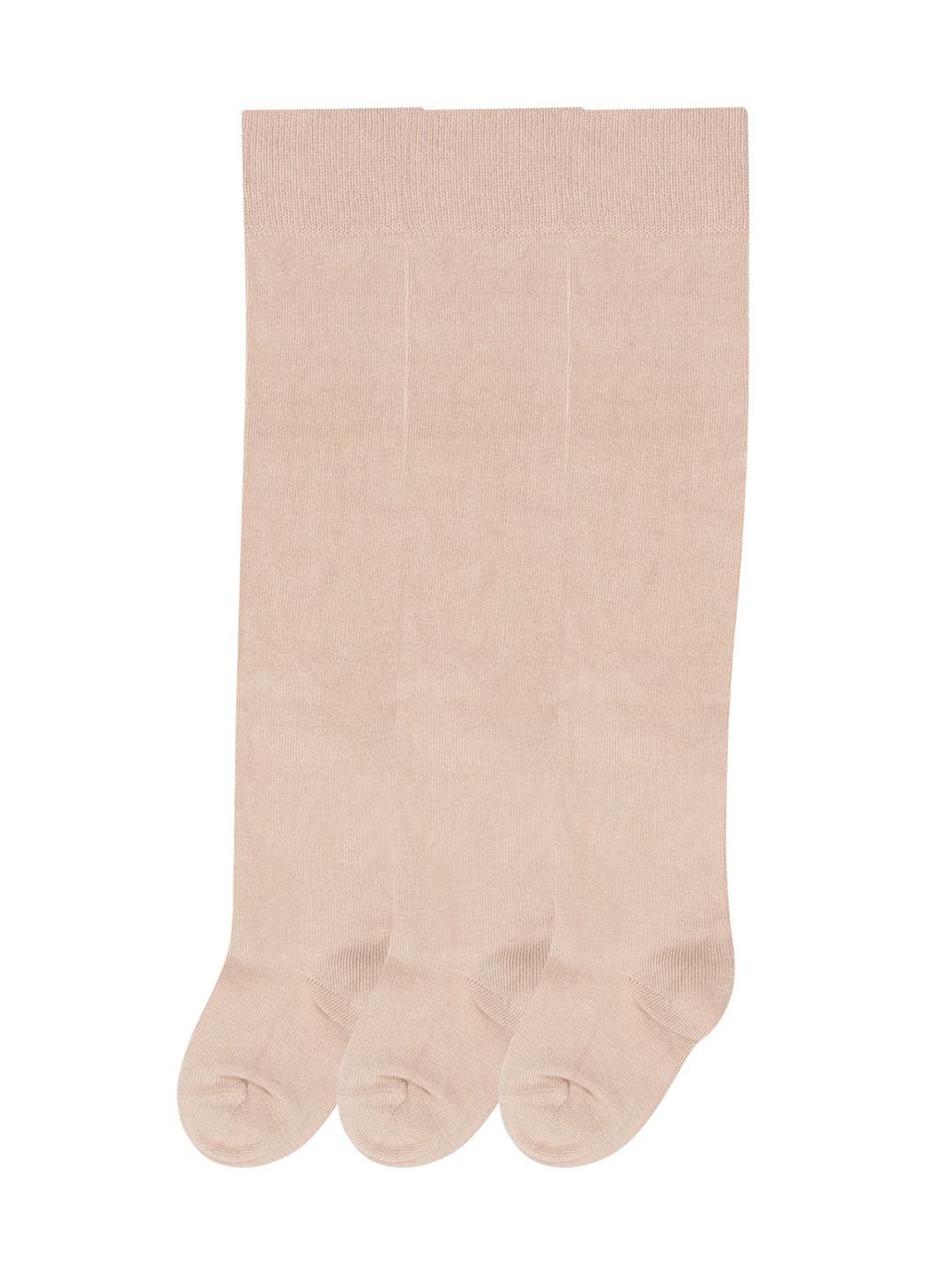 

Bonjour Girls Pack Of 3 Beige Solid Knee Length Socks