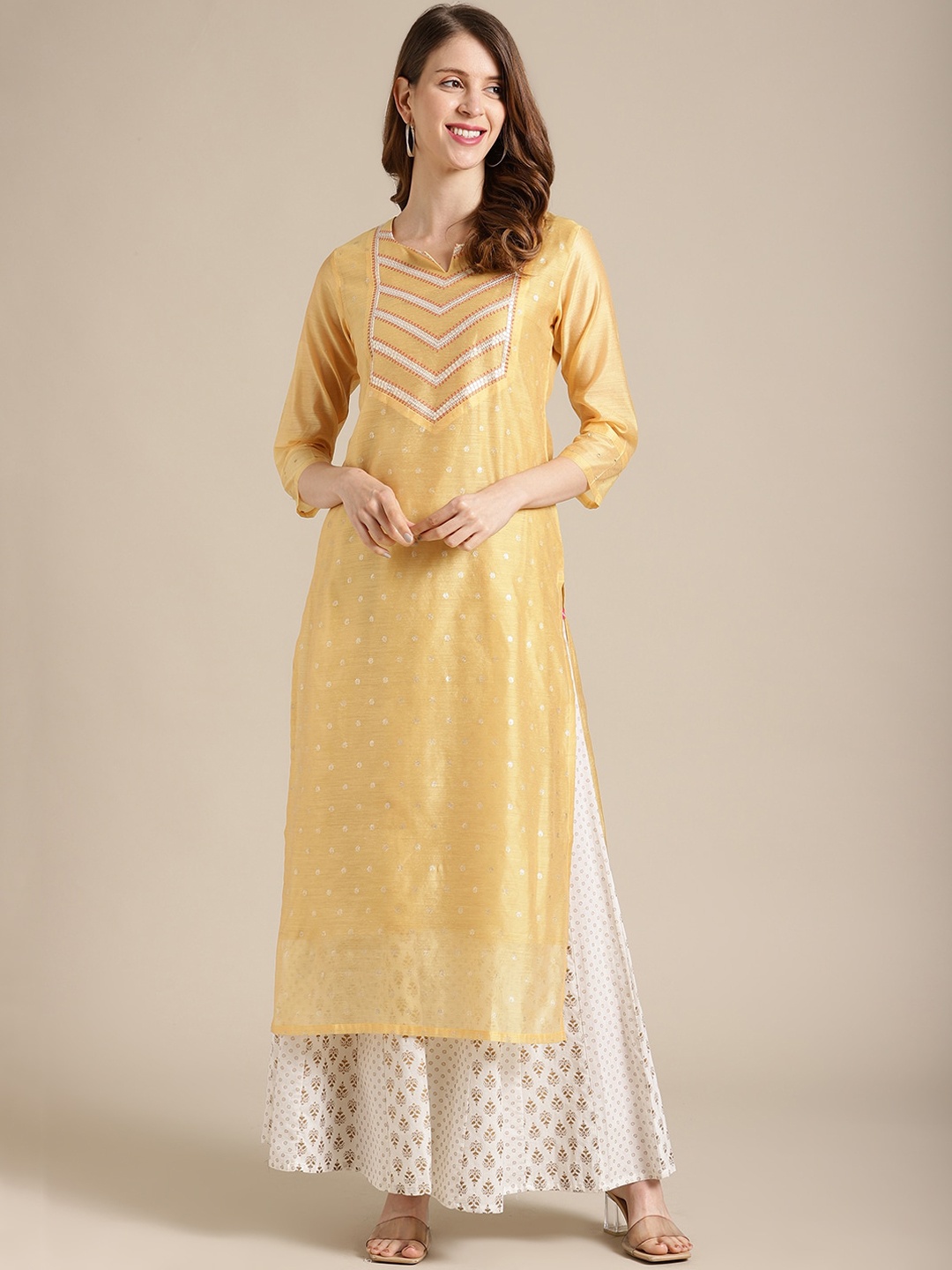 

Varanga Women Mustard Yoke Design Kurta