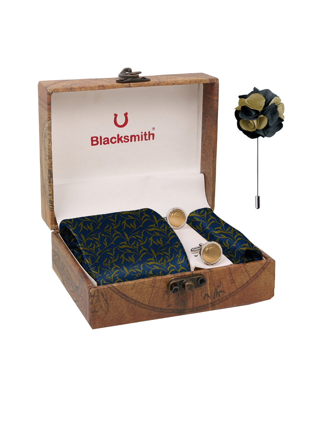 

Blacksmith Men Yellow & Navy Blue Printed Accessory Gift Set