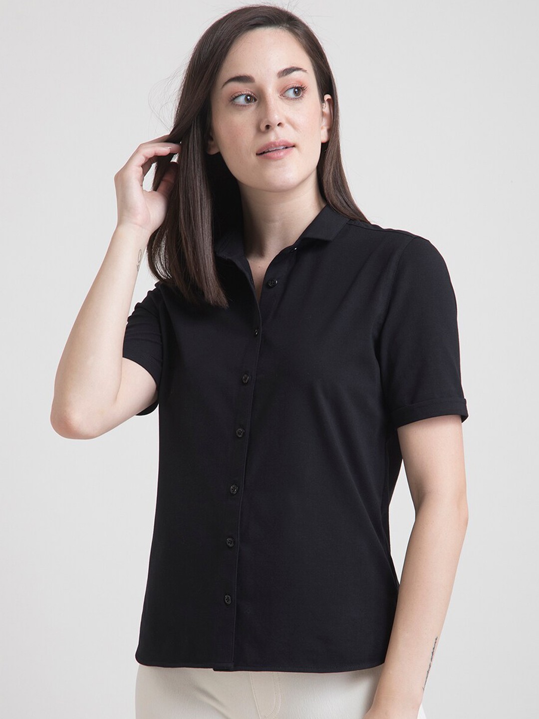

FableStreet Women Black Casual Shirt
