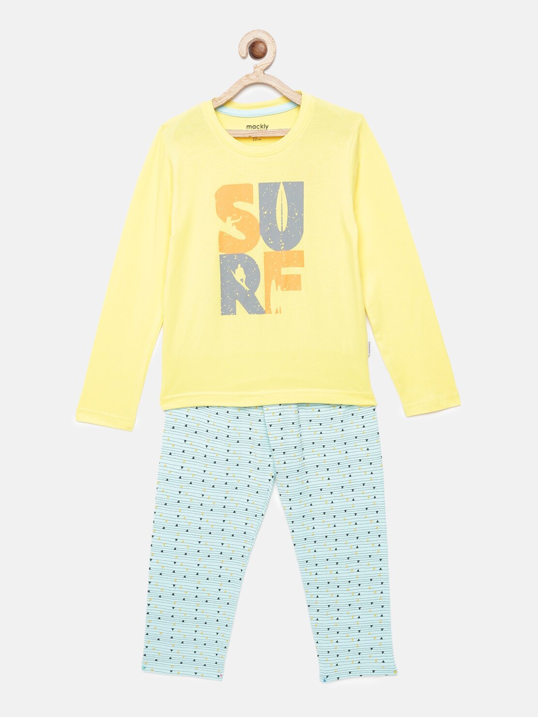 

mackly Boys Yellow & Blue Printed Night Suit
