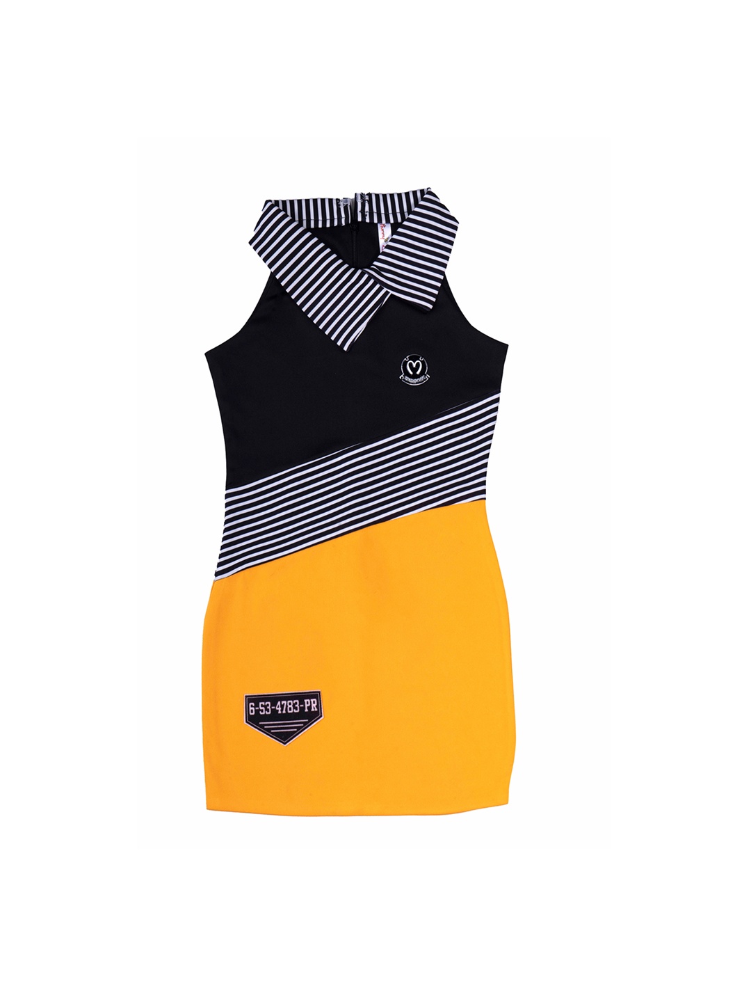 

Hunny Bunny Girls Mustard & Black Colourblocked Bodycon Dress