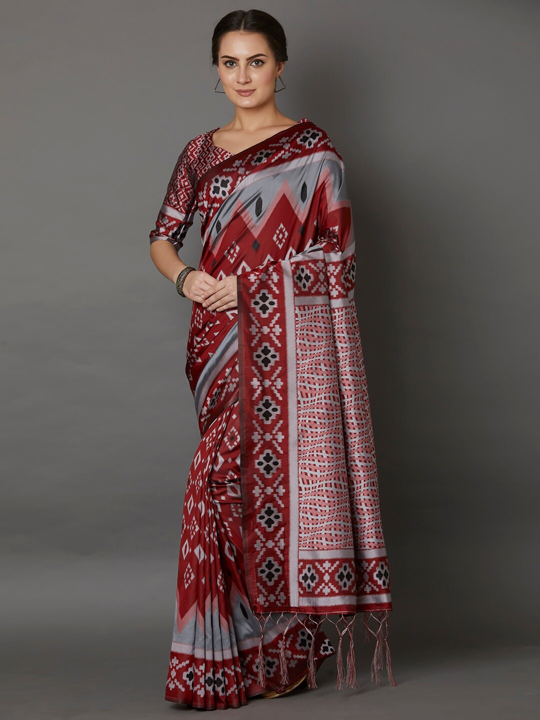 

Mitera Maroon Silk Blend Saree