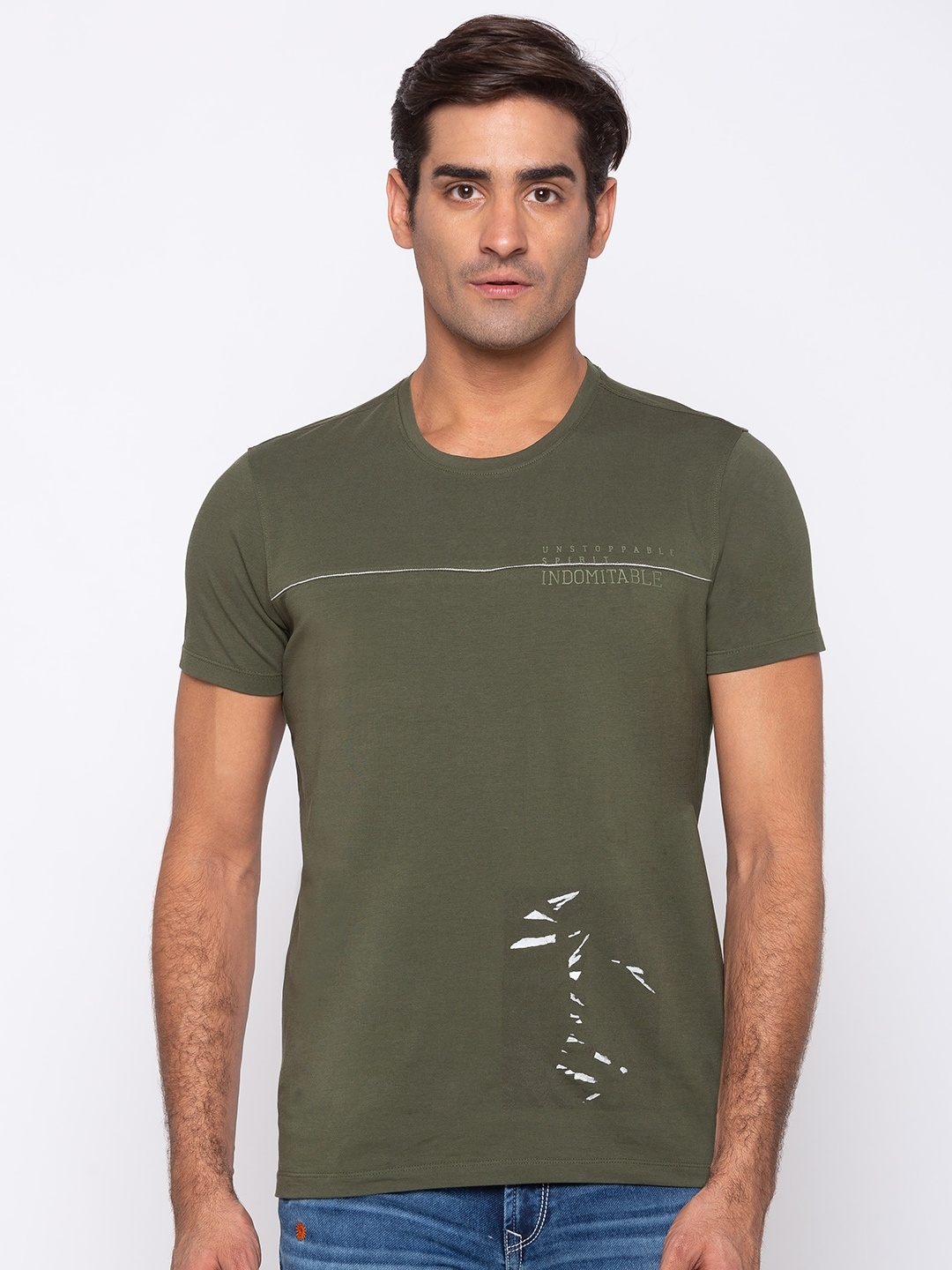 

SPYKAR Men Green Slim Fit T-shirt