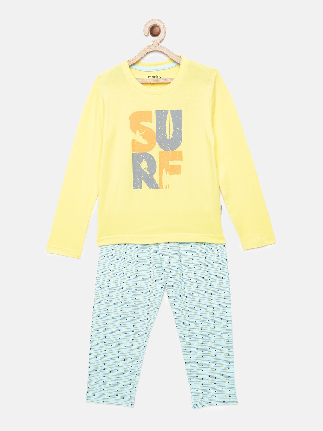 

mackly Boys Yellow & Green Printed Night Suit