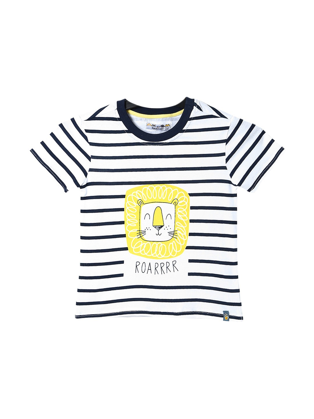 

Nauti Nati Boys White & Blue Striped Applique T-shirt