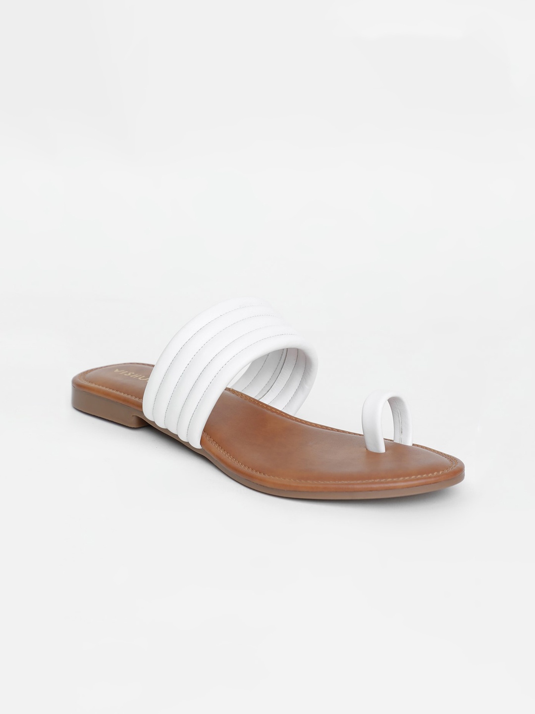 Vishudh Women Brown & White Solid One Toe Flats