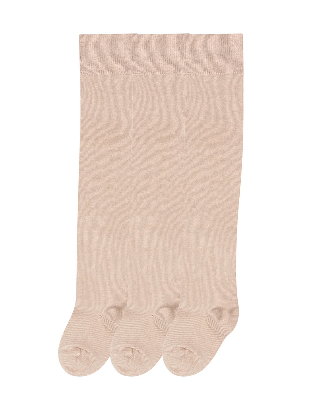 

Bonjour Girls Pack of 3 Beige Solid Knee Length Socks