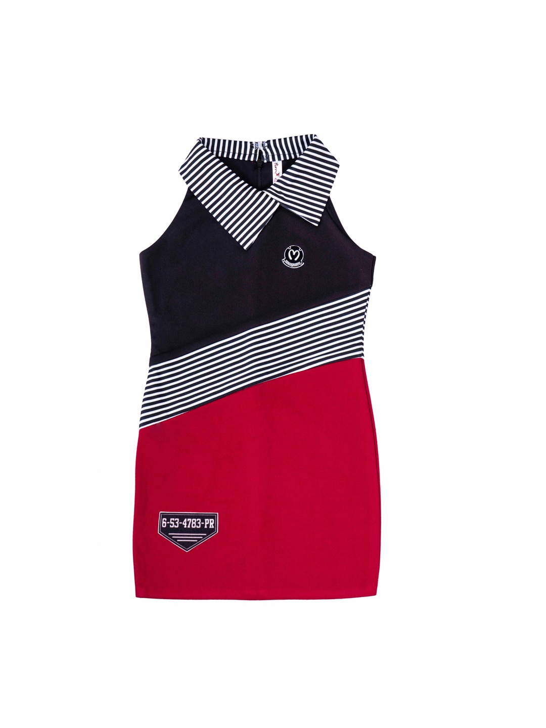 

Hunny Bunny Maroon & Black Colourblocked Bodycon Dress