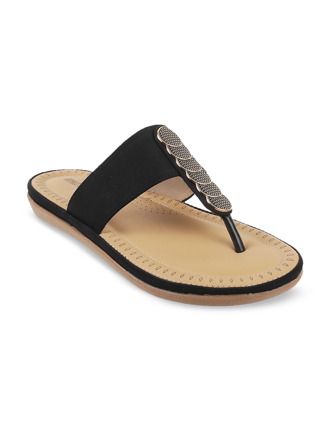 WALKWAY by Metro Women Black T-Strap Flats
