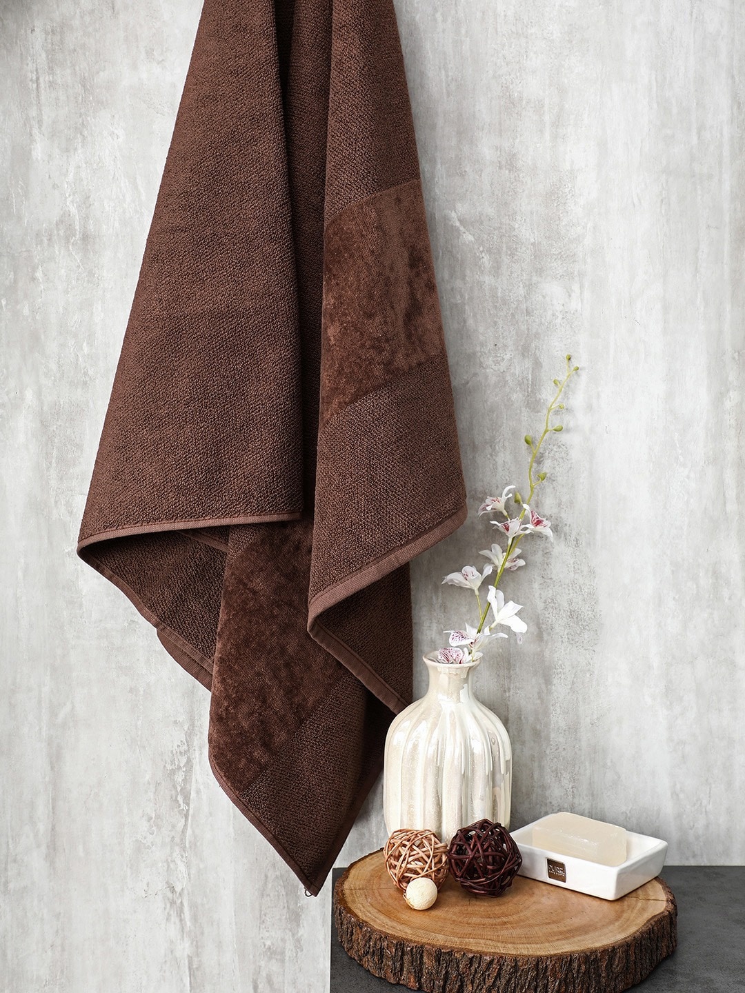 

Pure Home and Living Brown Solid 555 GSM Bath Towel