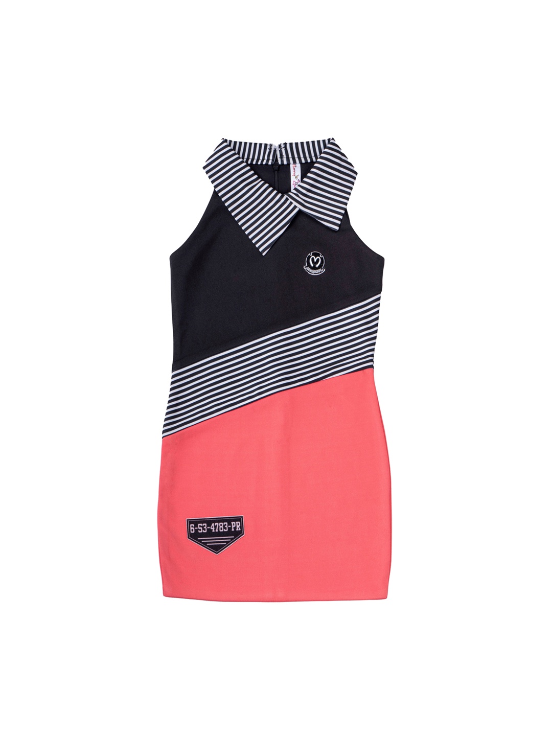 

Hunny Bunny Coral & Black Colourblocked A-Line Dress