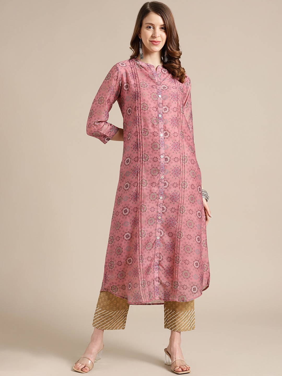 

Varanga Women Rose Gold Ethnic Motifs Printed Kurta
