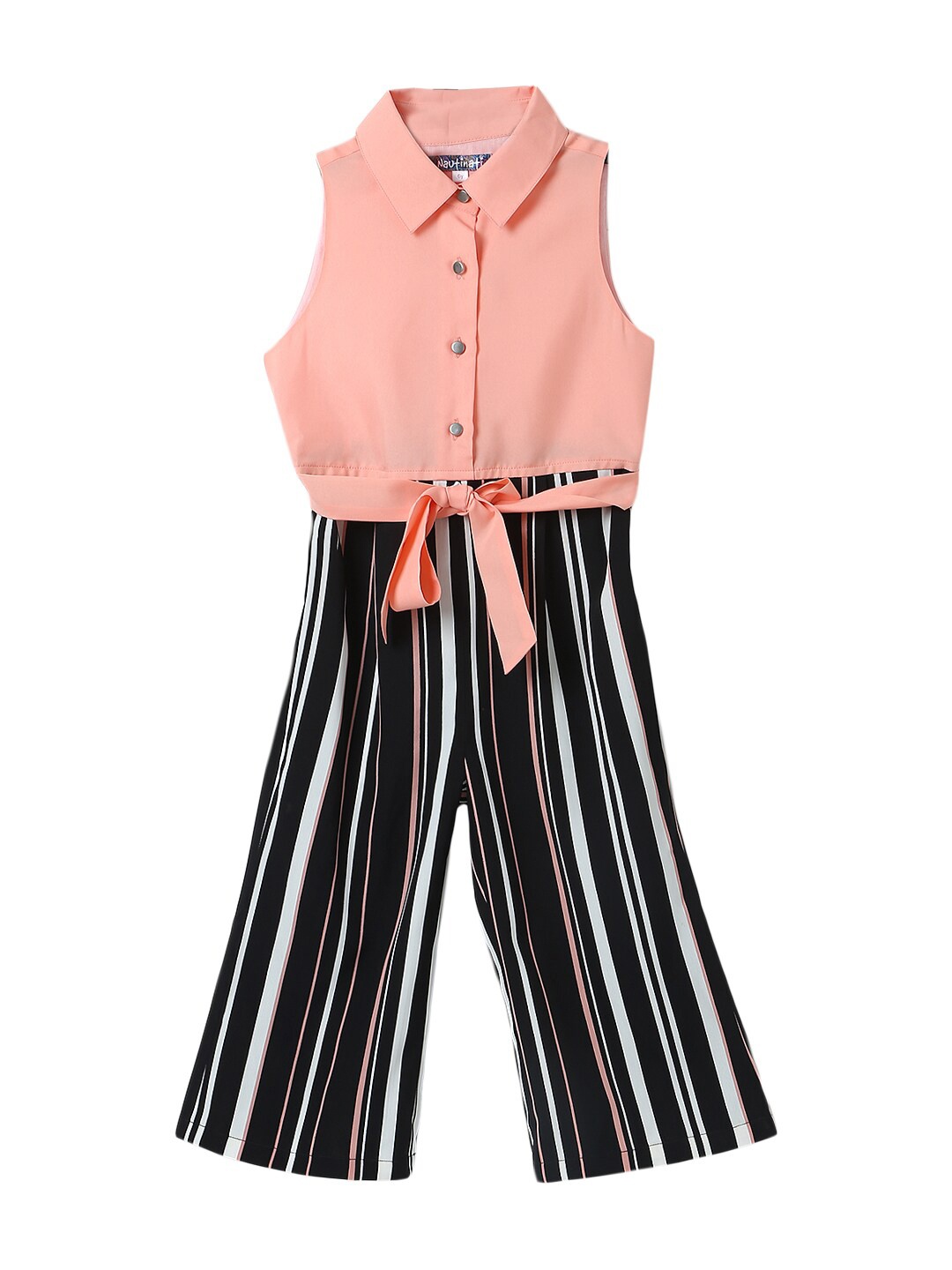 

Nauti Nati Girls Orange & Black Striped Basic Jumpsuit